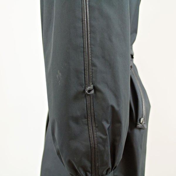 Black Rain Coat with Detach Opossum Vest - Size M-L ( Vintage Furs)
