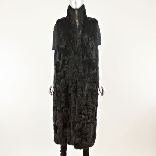 Black Rain Coat with Detach Opossum Vest - Size M-L ( Vintage Furs)