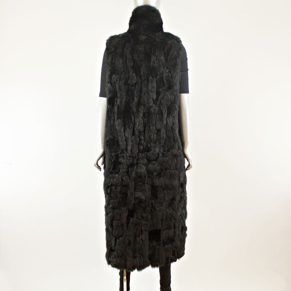 Black Rain Coat with Detach Opossum Vest - Size M-L ( Vintage Furs)