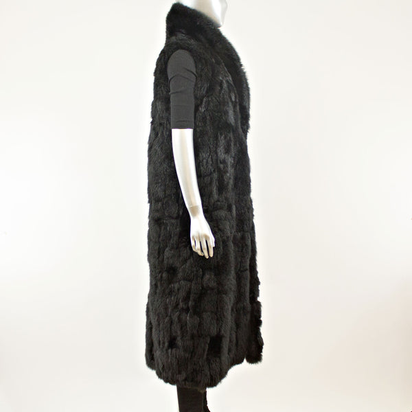 Black Rain Coat with Detach Opossum Vest - Size M-L ( Vintage Furs)