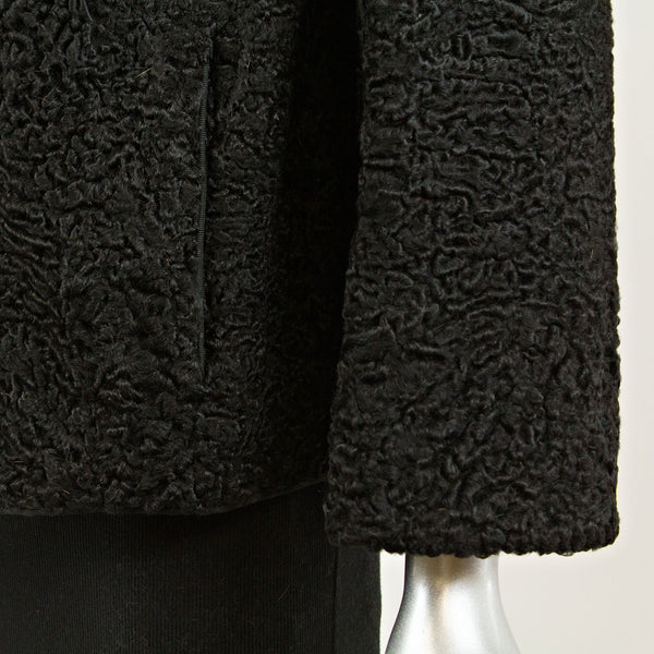 Black persian lamb jacket with autumn haze mink collar - Size M (Vintage Furs)