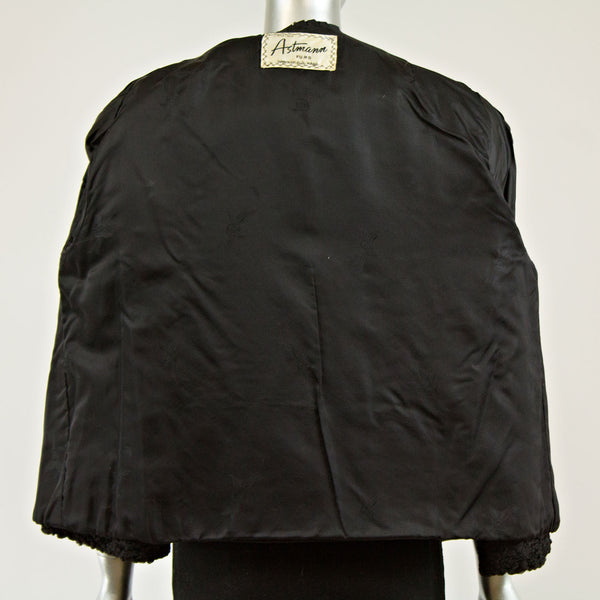 Black persian lamb jacket with autumn haze mink collar - Size M (Vintage Furs)