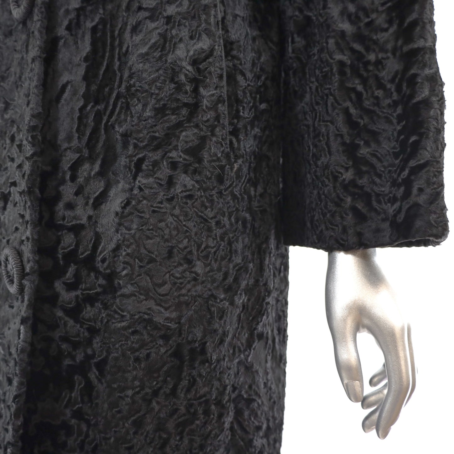 Broadtail Coat with Mink Collar- Size L