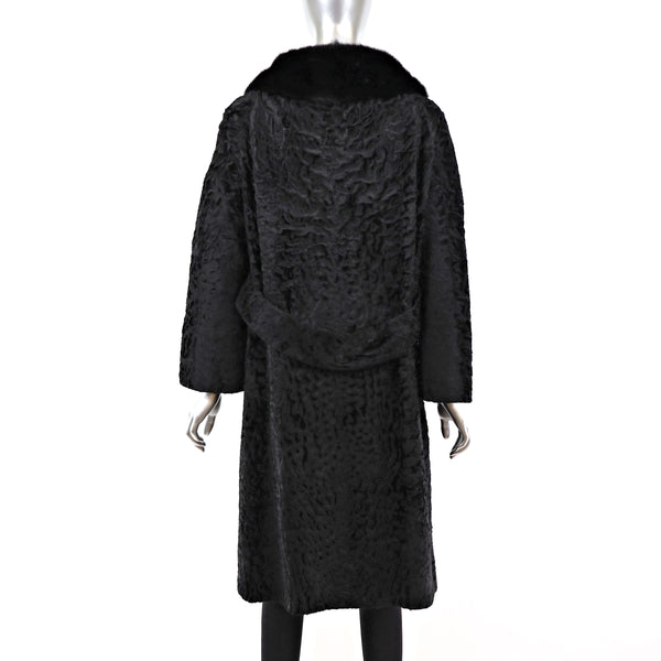 Broadtail Coat with Mink Collar- Size L
