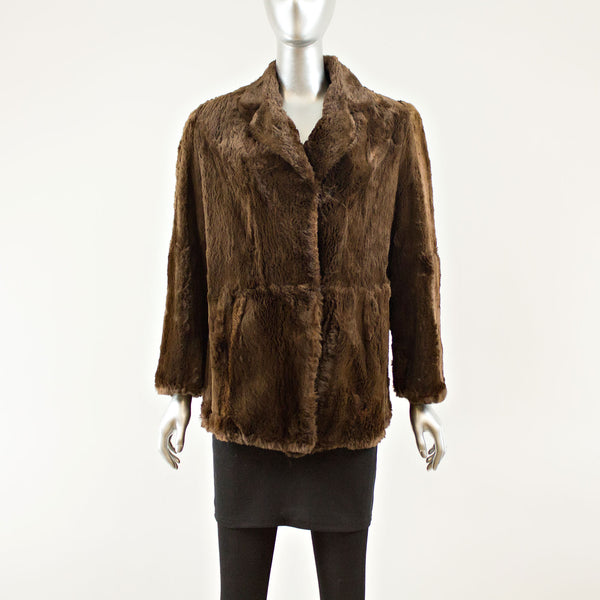 Brown Sheared Beaver Jacket - Size M (Vintage Furs)