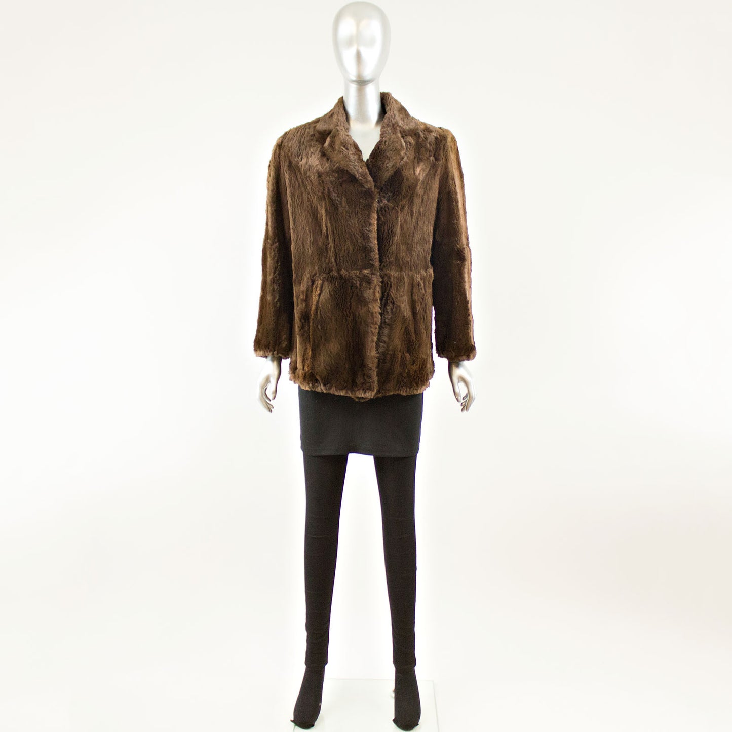 Brown Sheared Beaver Jacket - Size M