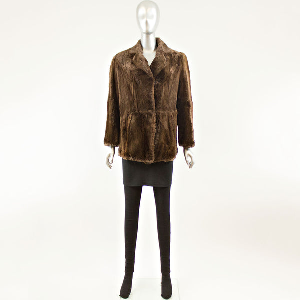 Brown Sheared Beaver Jacket - Size M (Vintage Furs)