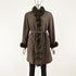 Brown Taffeta Coat with Rabbit Lining and Fox Collar and Cuffs - Size S-M (Vintage Furs)