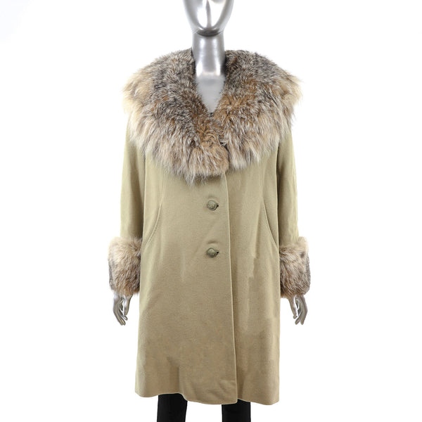 Cashmere Coat with Lynx Trim- Size M-L