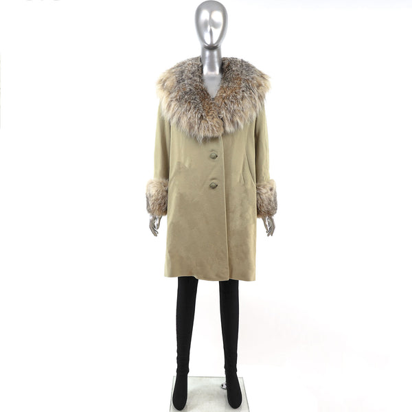 Cashmere Coat with Lynx Trim- Size M-L