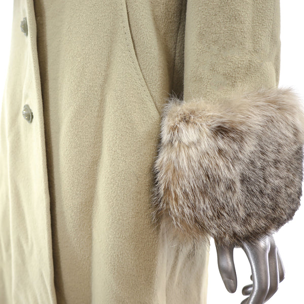 Cashmere Coat with Lynx Trim- Size M-L