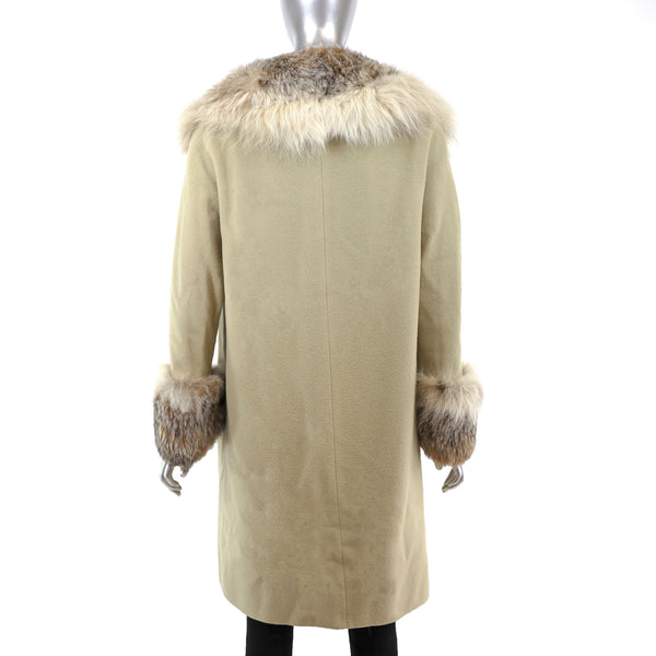 Cashmere Coat with Lynx Trim- Size M-L