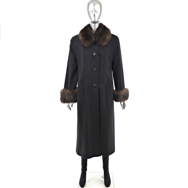 Cashmere Coat with Sable Trim- Size S