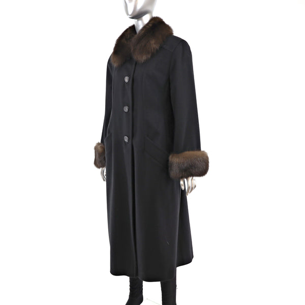 Cashmere Coat with Sable Trim- Size S