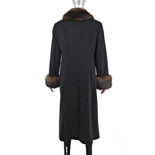 Cashmere Coat with Sable Trim- Size S