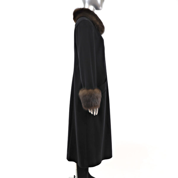 Cashmere Coat with Sable Trim- Size S