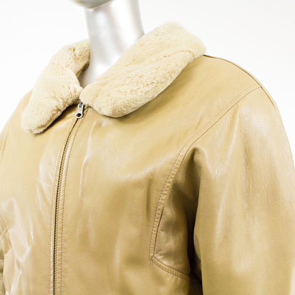 Champagne Leather Reversible to Shearling Jacket- Size M-L