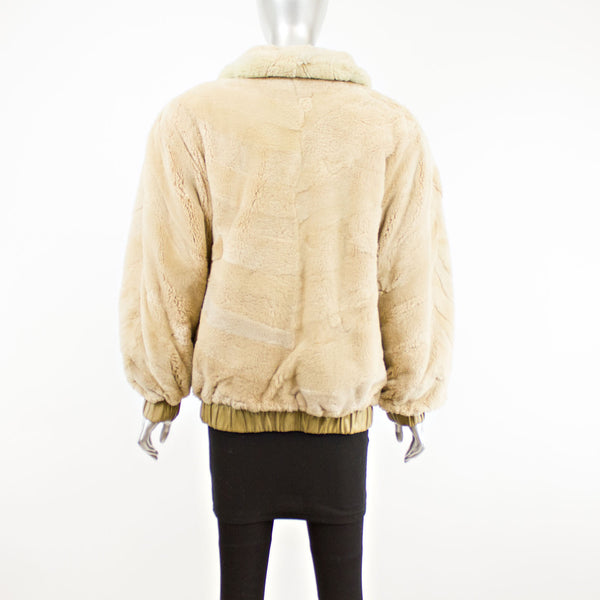 Champagne Leather Reversible to Shearling Jacket- Size M-L