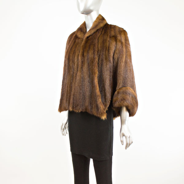 Chinese Mink Capelet with Sleeve- Free Size