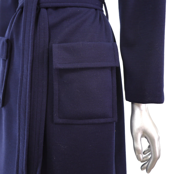 Dark Blue Cloth Coat with Fox Collar- Size S