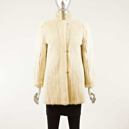 Cream Corded Mink Jacket - Size S