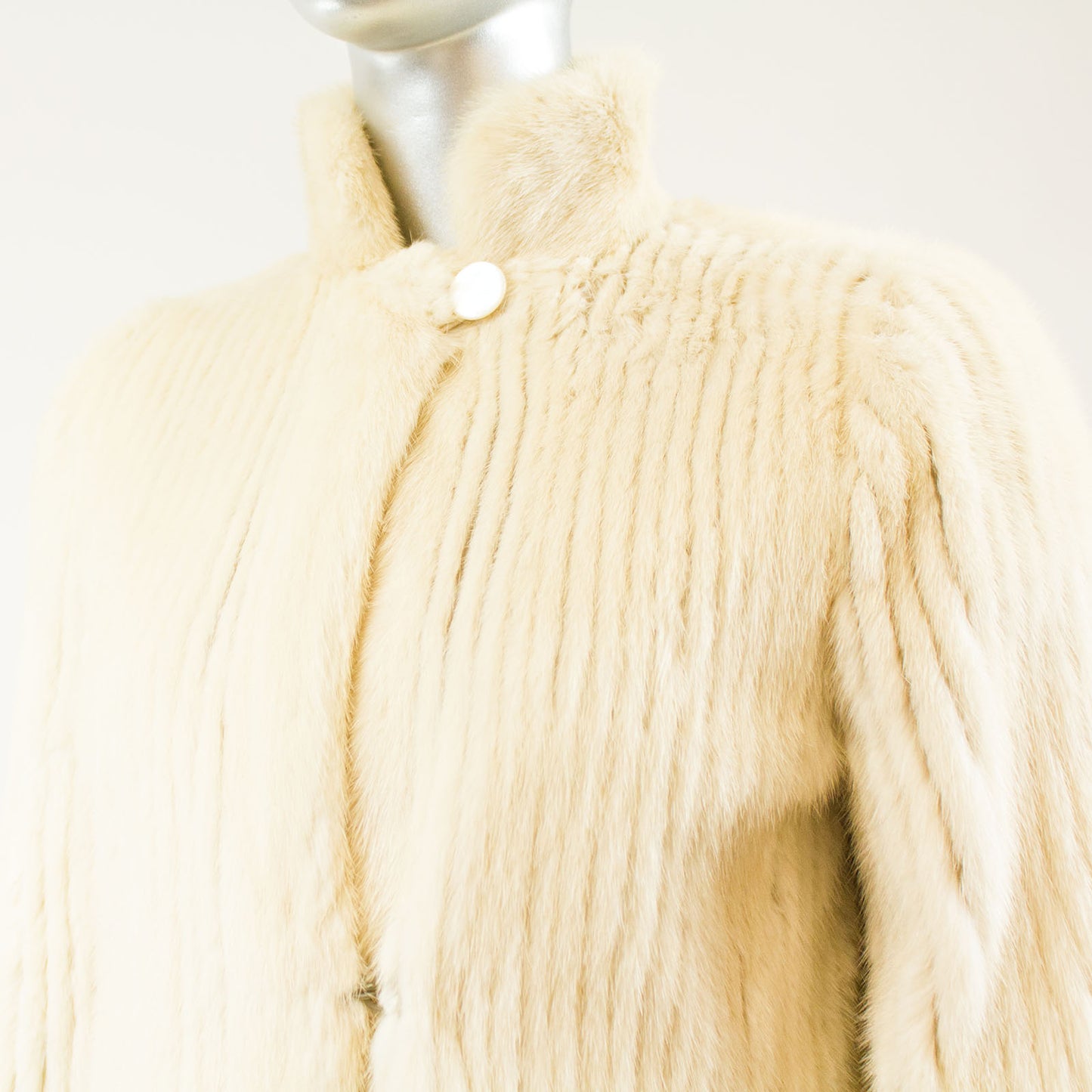 Cream Corded Mink Jacket - Size S