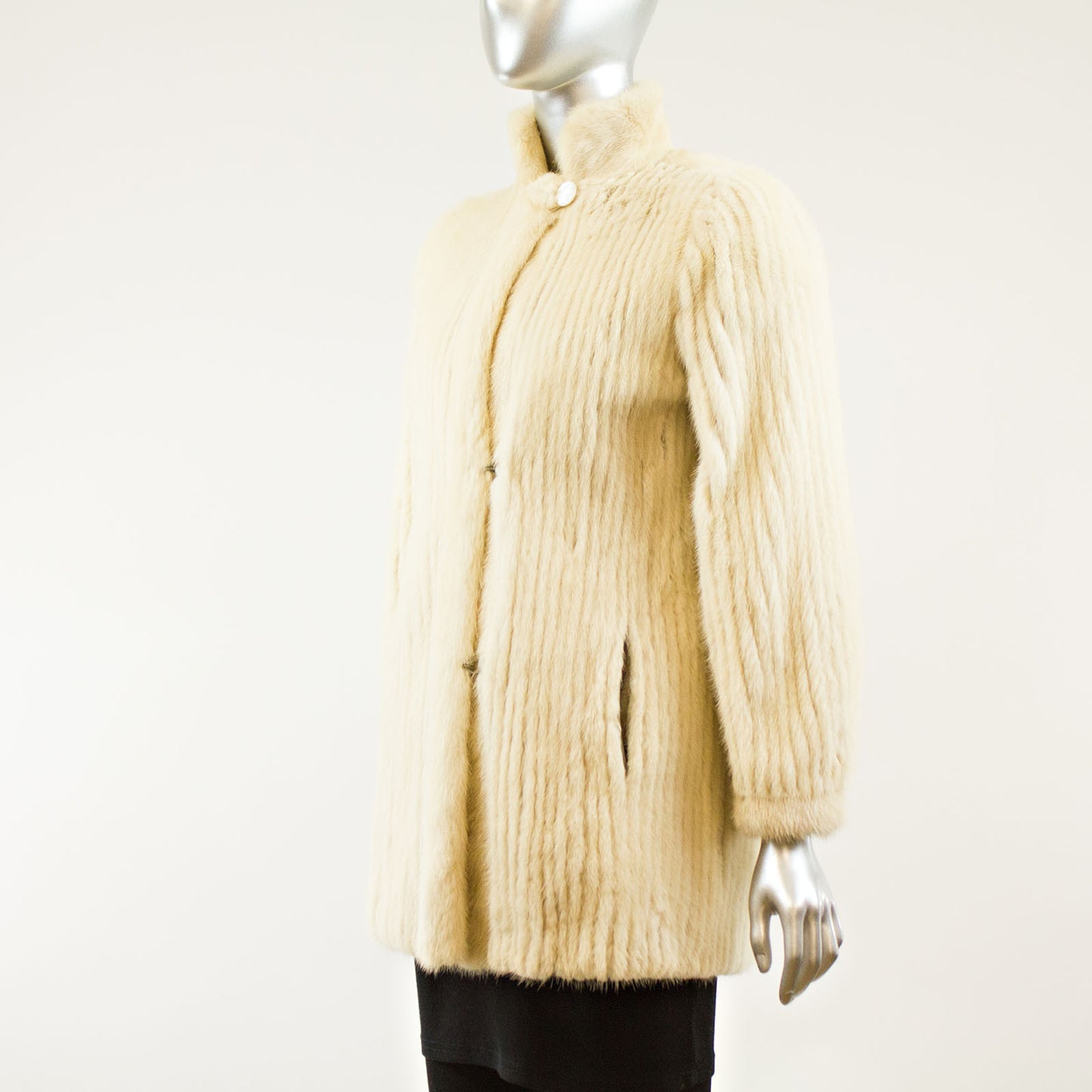 Cream Corded Mink Jacket - Size S