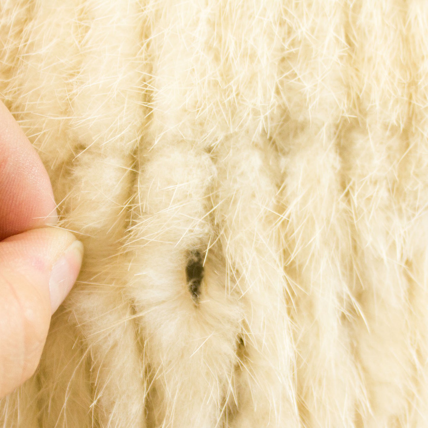 Cream Corded Mink Jacket - Size S