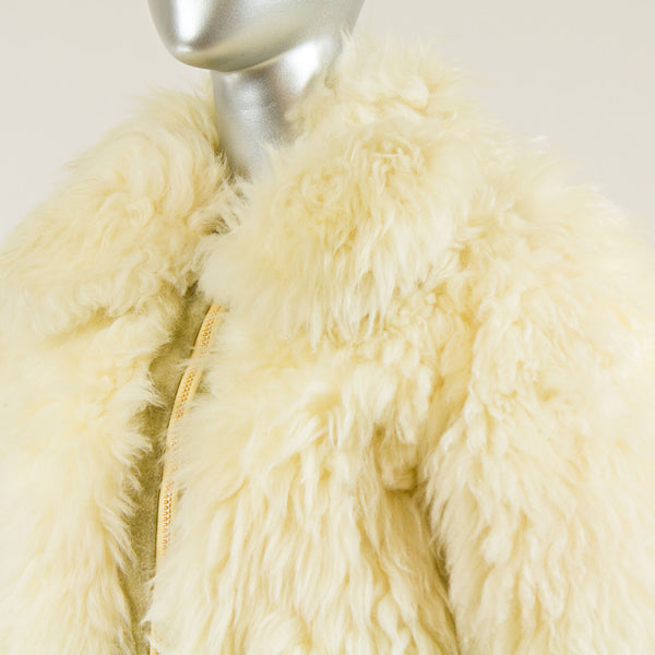 Cream Mongolian Lamb Jacket - Size M (Vintage Furs)