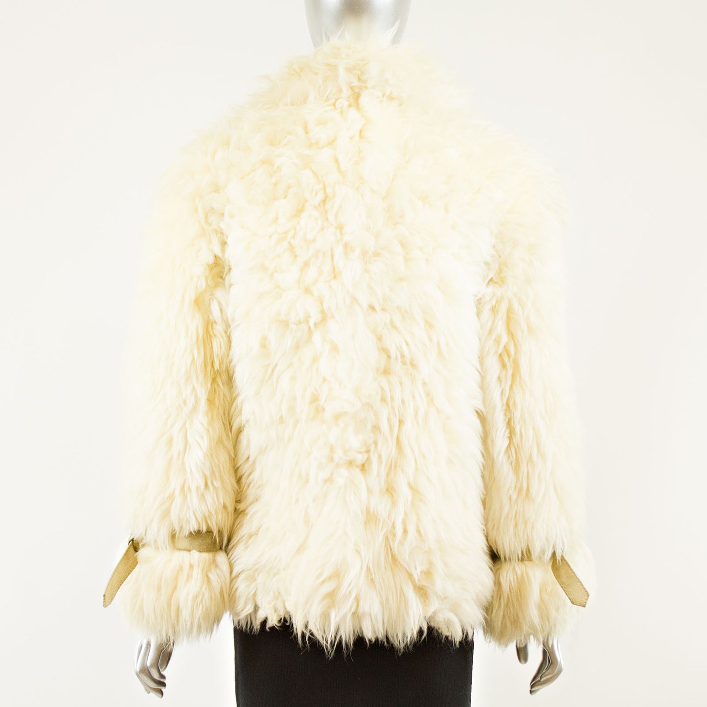 Cream Mongolian Lamb Jacket - Size M