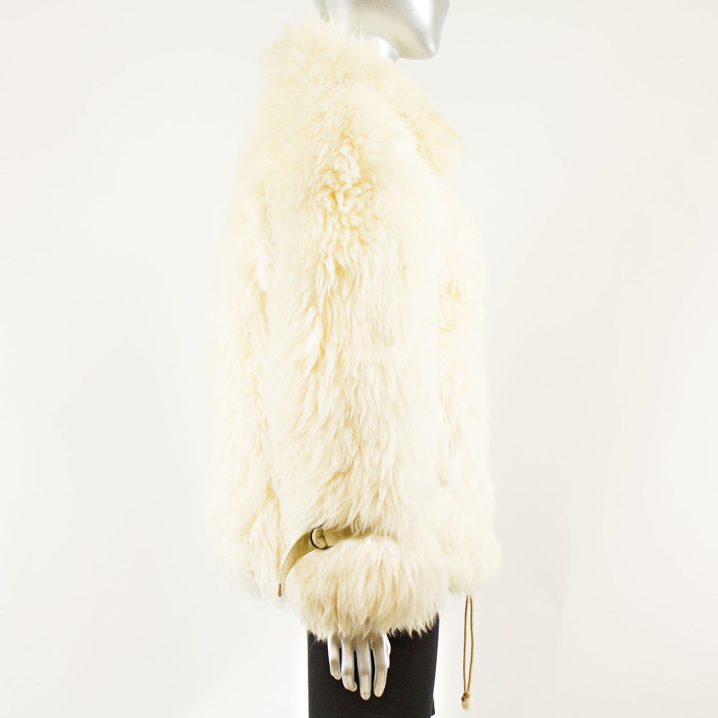 Cream Mongolian Lamb Jacket - Size M