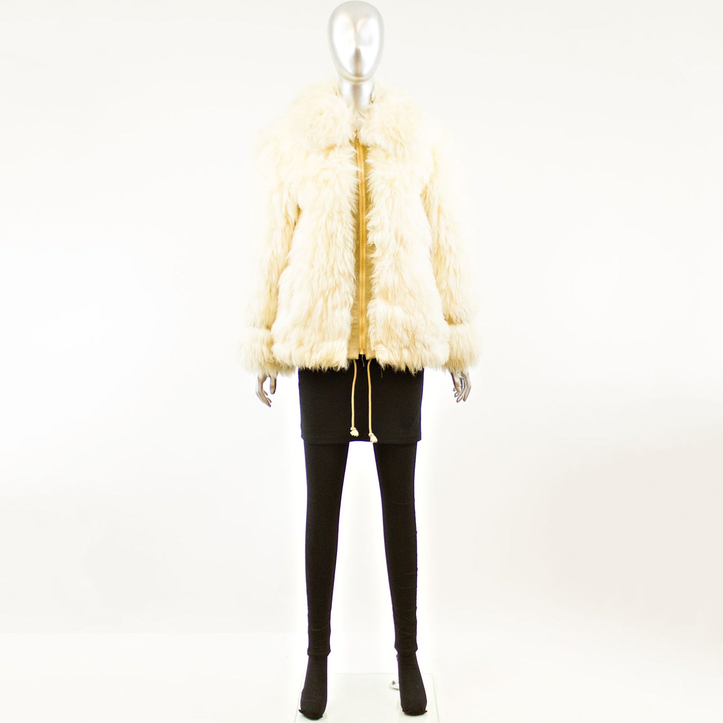 Cream Mongolian Lamb Jacket - Size M