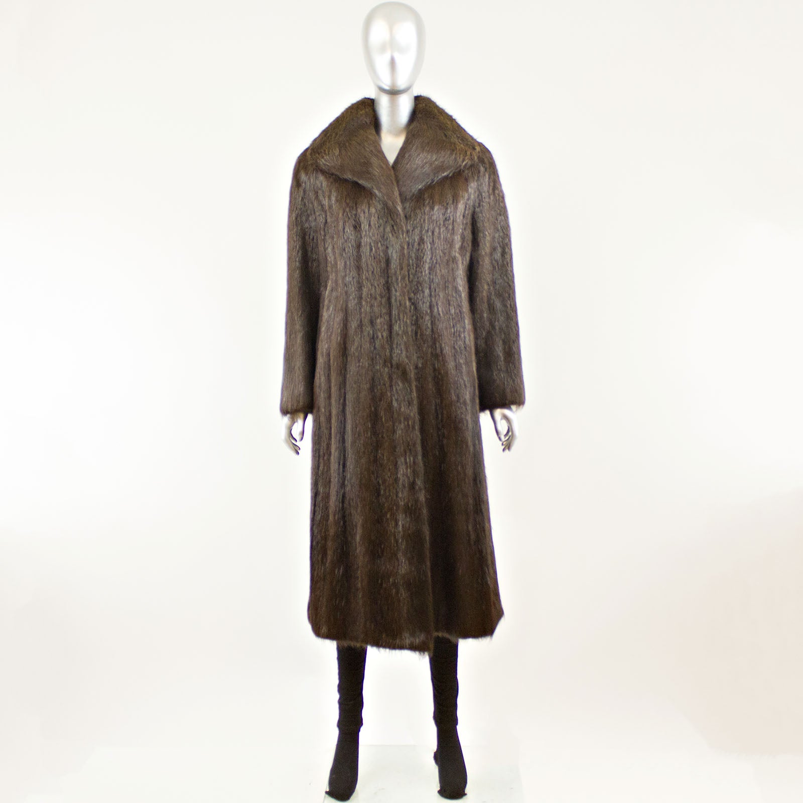 Dark Brown Nutria Coat - Size M