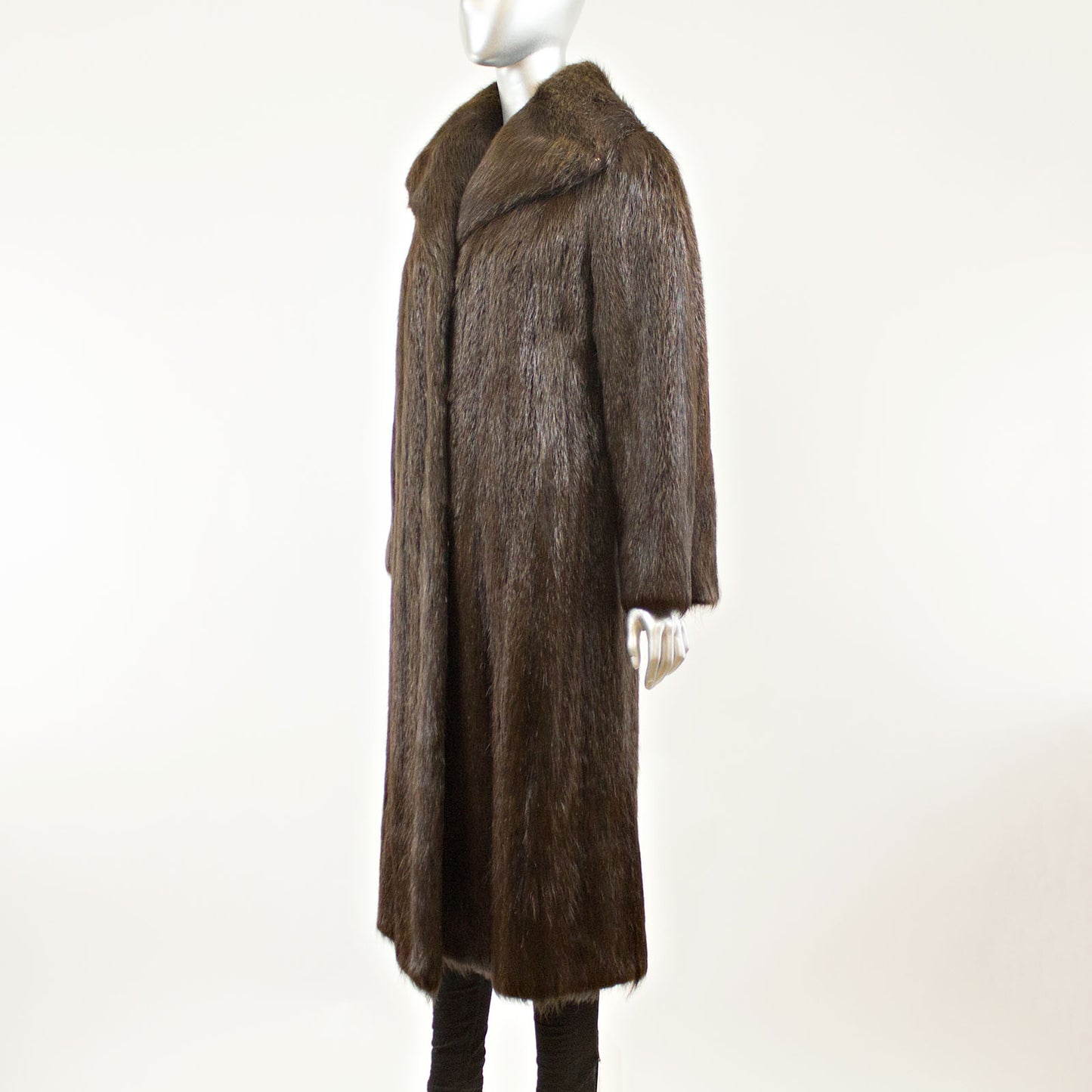 Dark Brown Nutria Coat - Size M