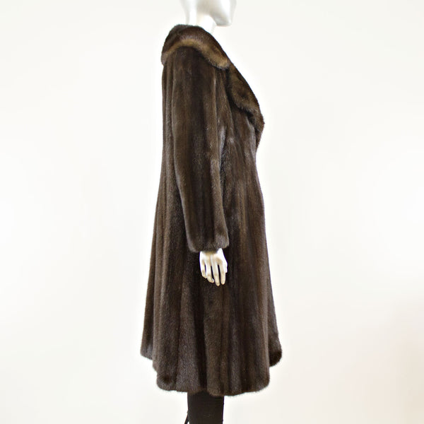Revillon Dark Mahogany Mink Coat 7/8 - Size L (Vintage Furs)
