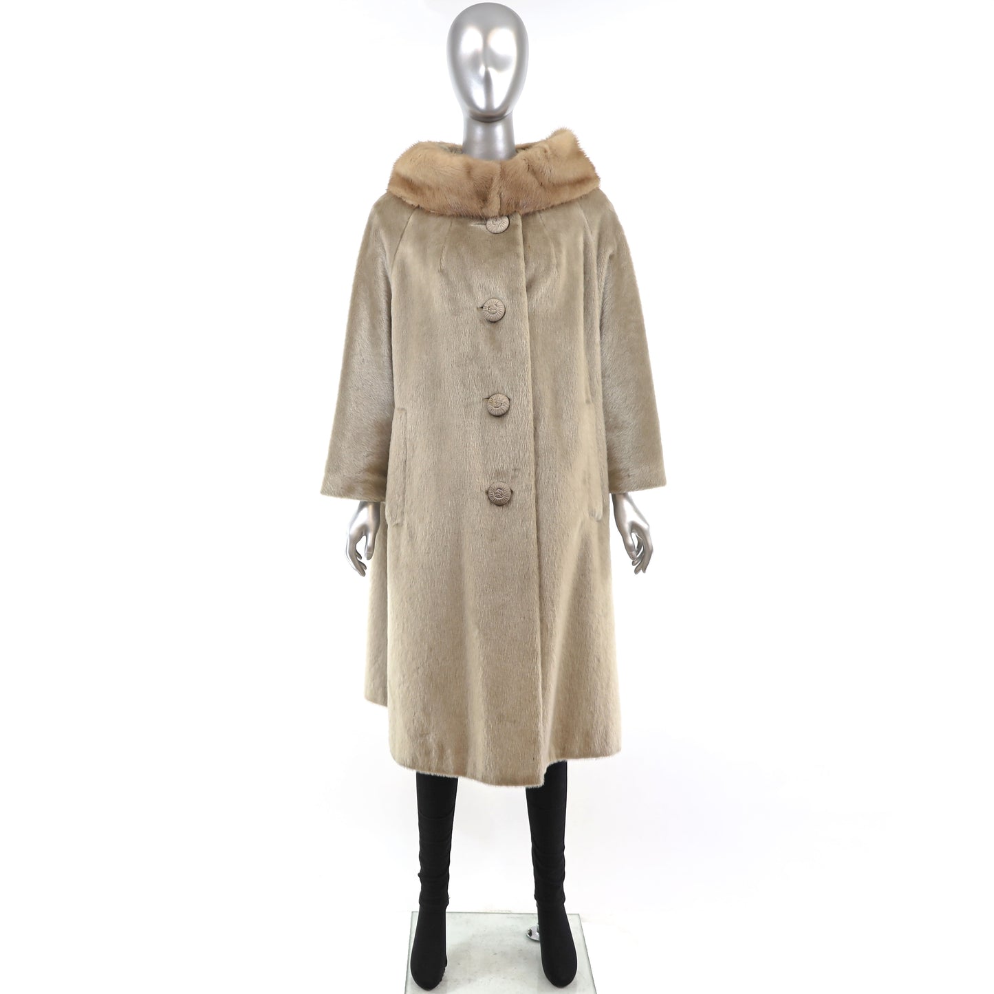 Faux Fur Coat with Mink Collar- Size XXL