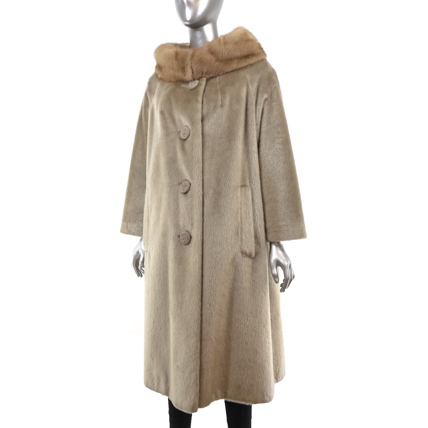 Faux Fur Coat with Mink Collar- Size XXL