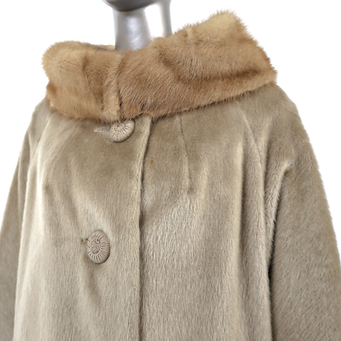 Faux Fur Coat with Mink Collar- Size XXL
