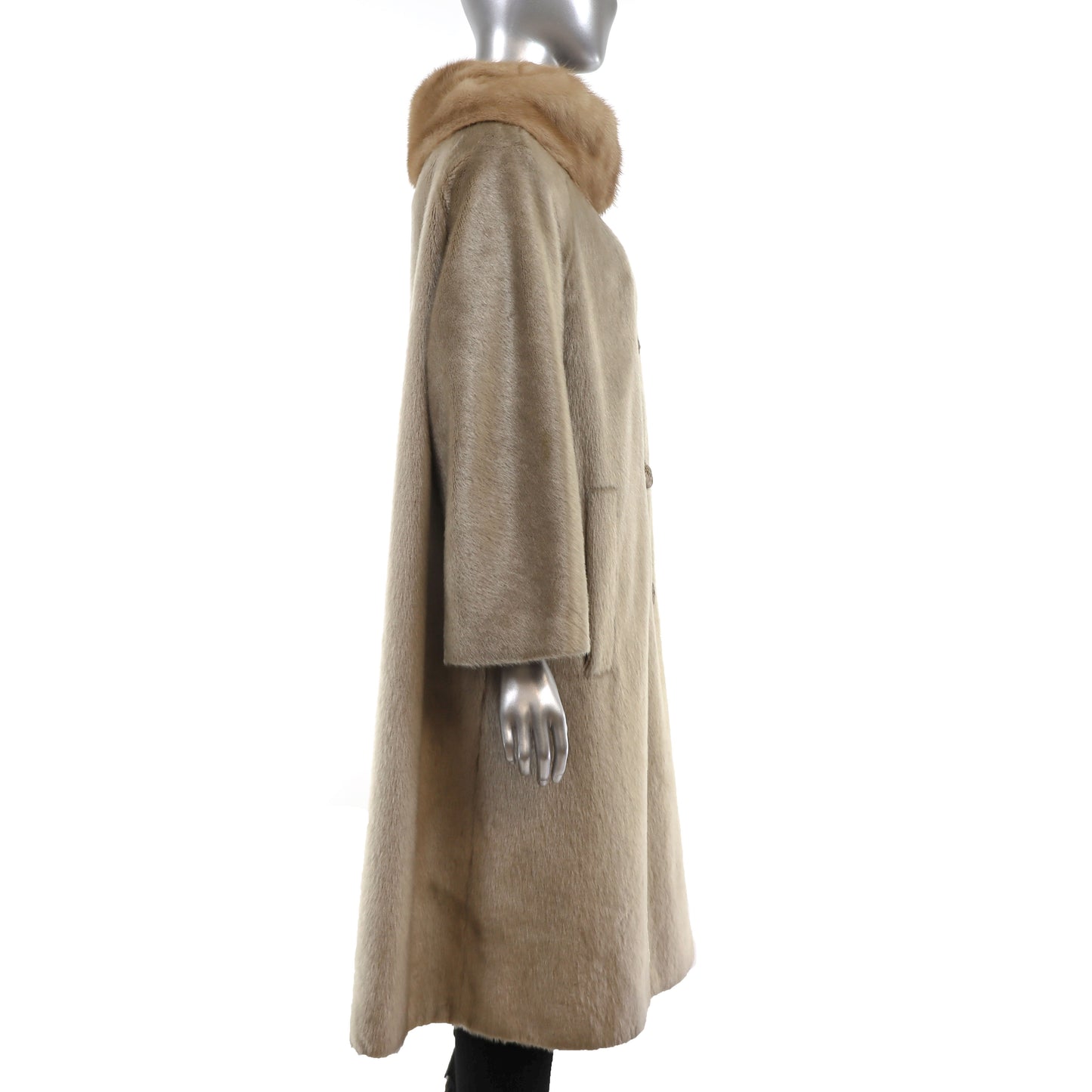 Faux Fur Coat with Mink Collar- Size XXL