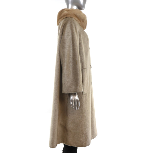 Faux Fur Coat with Mink Collar- Size XXL-XXXL