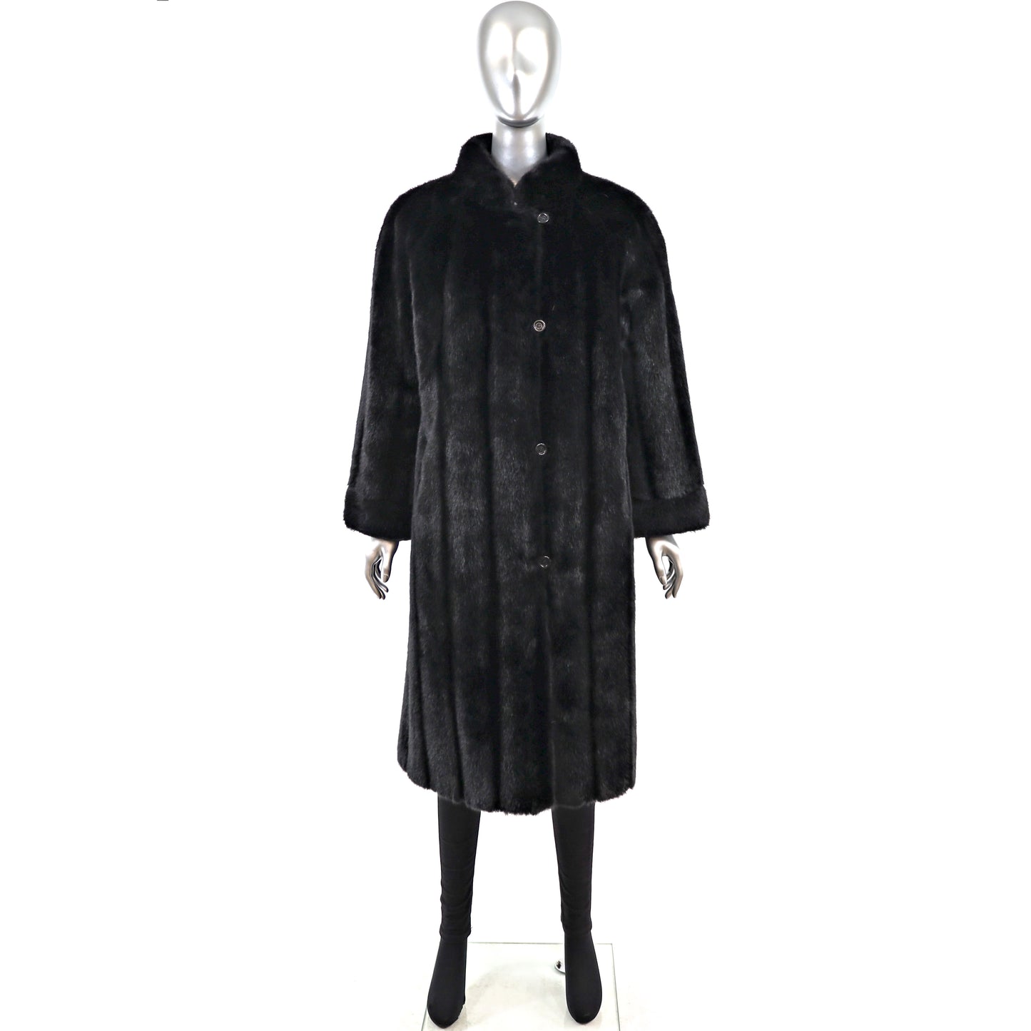 Faux Fur Coat Reversible to Taffeta- Size XL