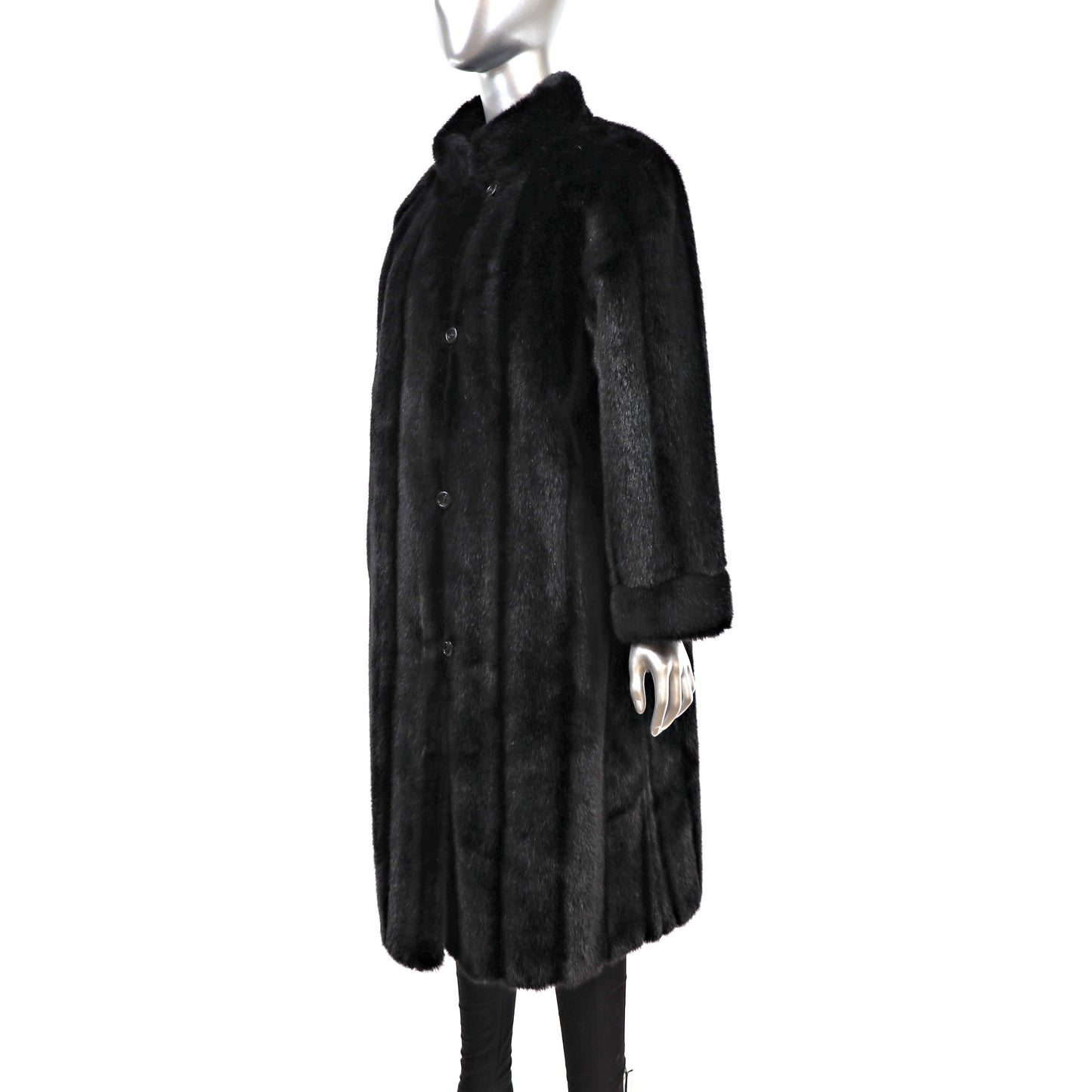Faux Fur Coat Reversible to Taffeta- Size XL