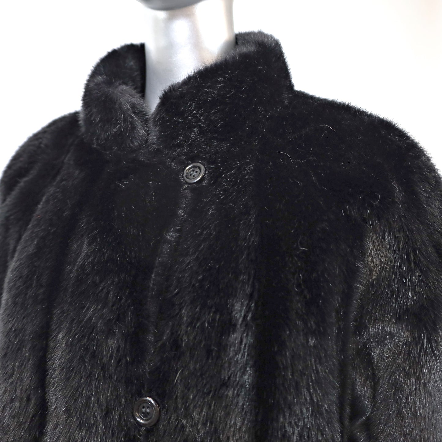 Faux Fur Coat Reversible to Taffeta- Size XL