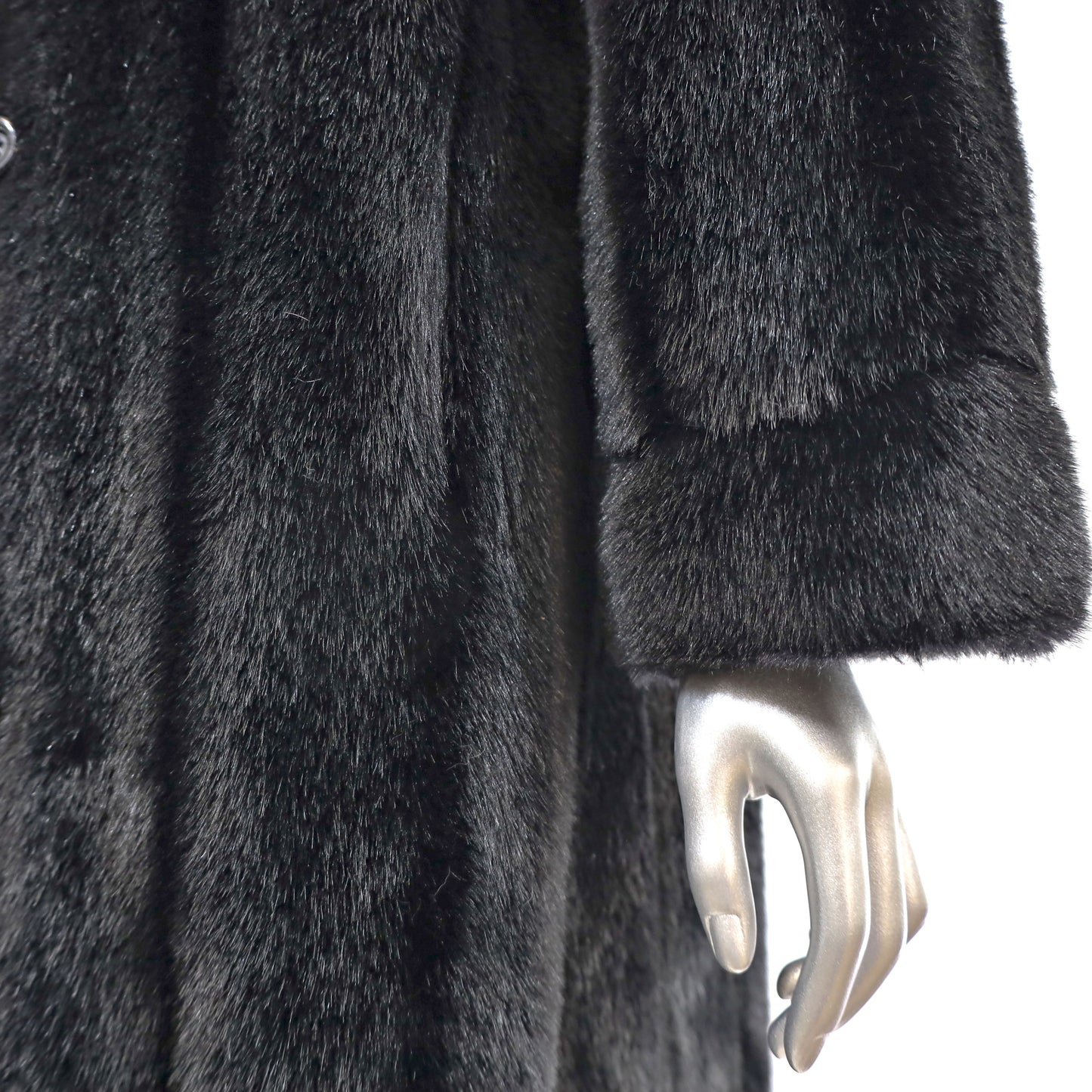Faux Fur Coat Reversible to Taffeta- Size XL