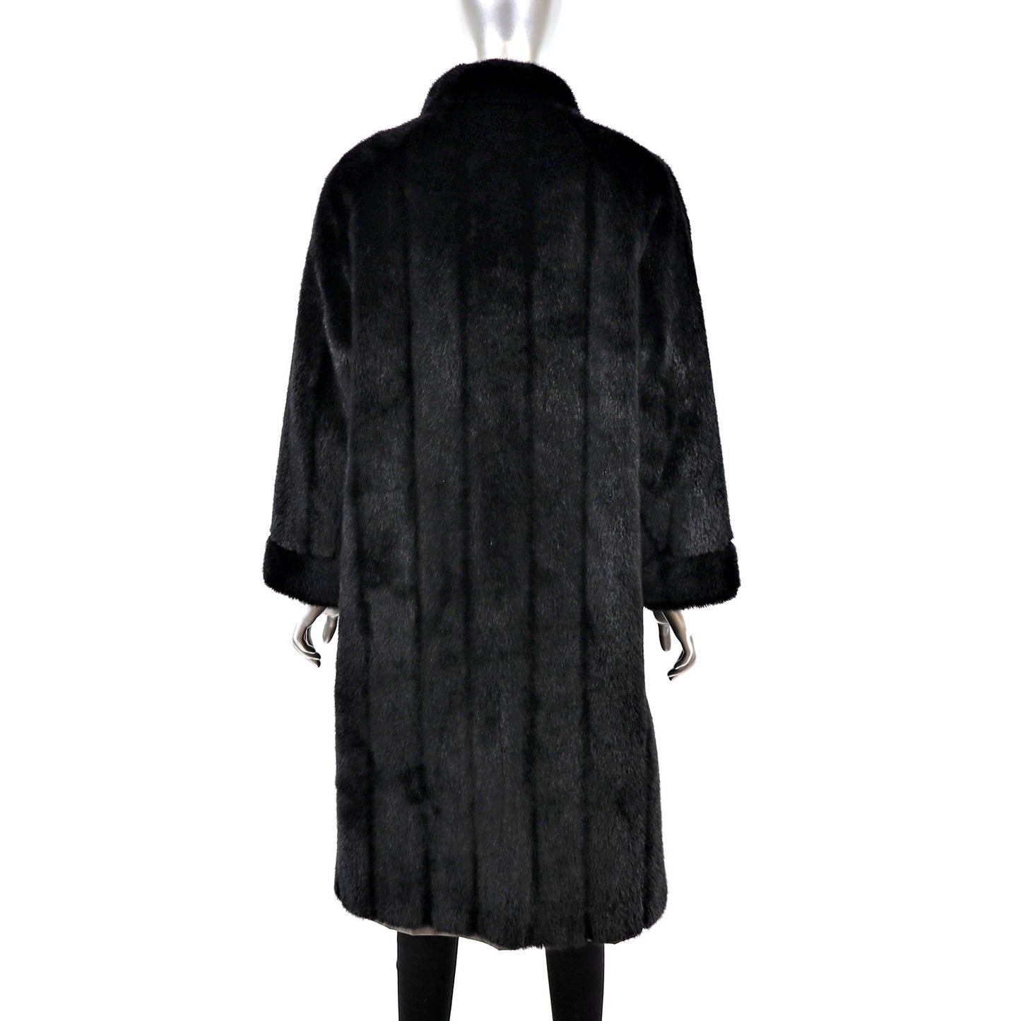 Faux Fur Coat Reversible to Taffeta- Size XL