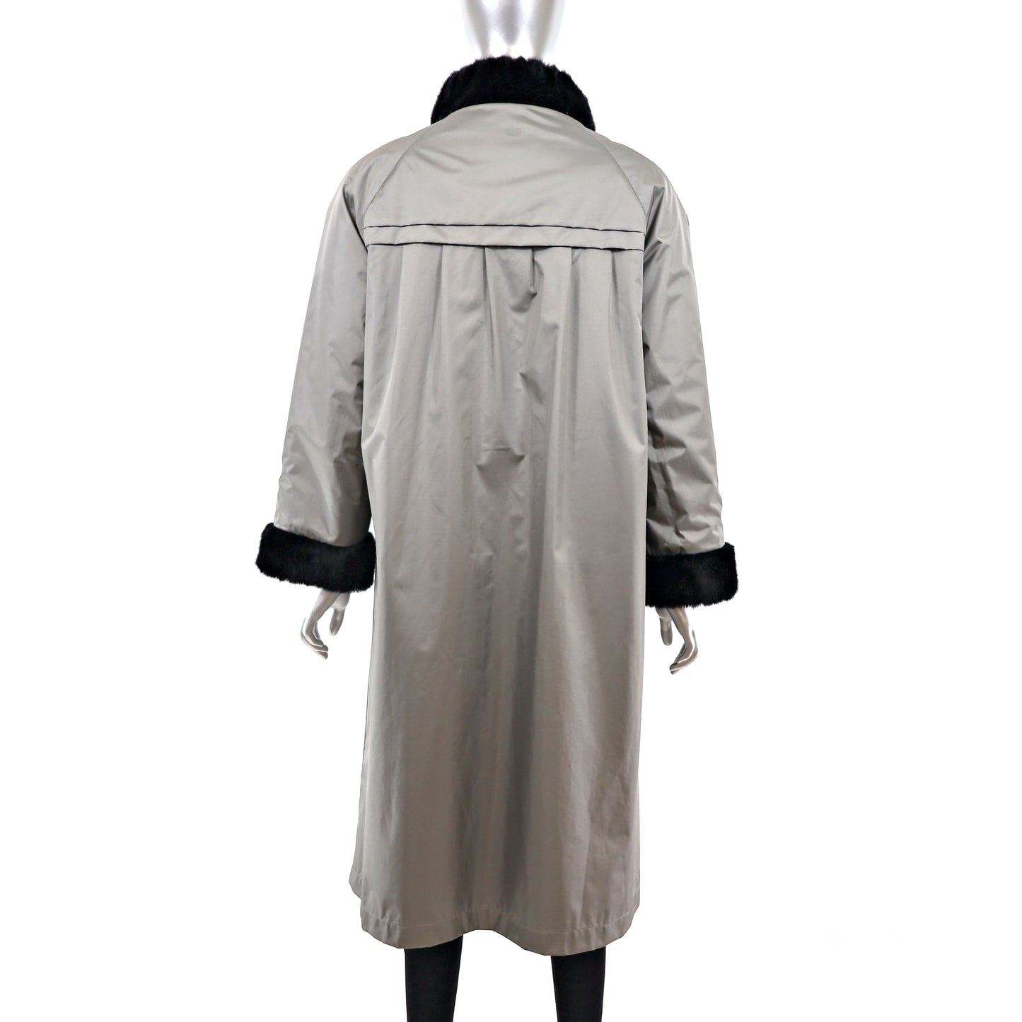 Faux Fur Coat Reversible to Taffeta- Size XL