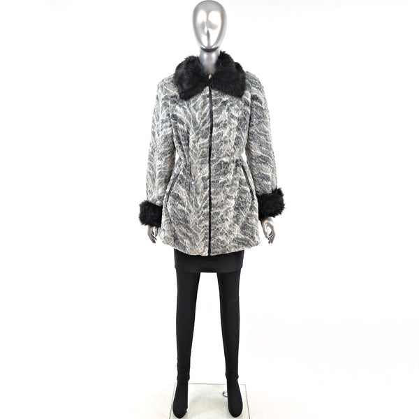 Dennis Basso Gray Faux Fur Coat- Size M-L