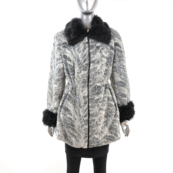 Dennis Basso Gray Faux Fur Coat- Size M-L