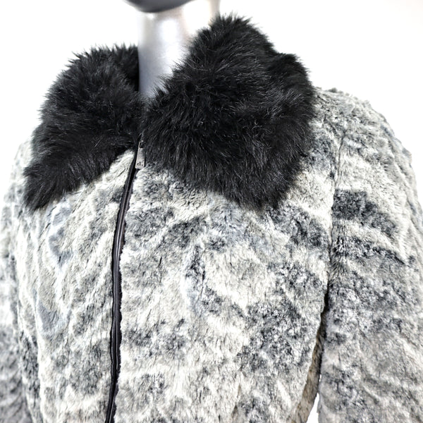 Dennis Basso Gray Faux Fur Coat- Size M-L
