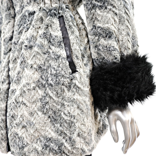 Dennis Basso Gray Faux Fur Coat- Size M-L